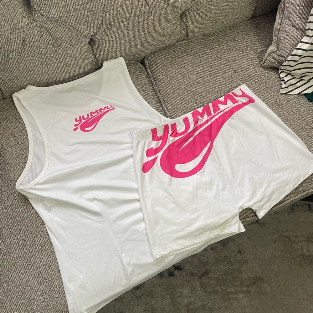 Women's White Top and Short Set